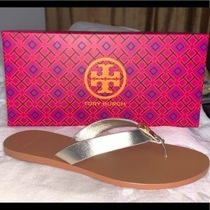 TORY BURCH MANON SPARK GOLD SANDAL 7